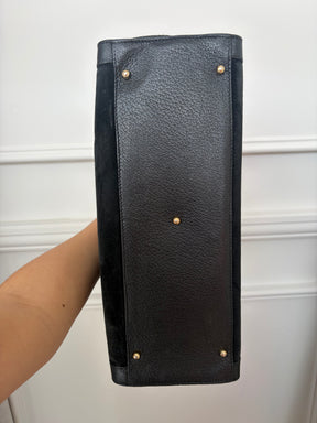 Gucci Black Suede and Leather Bamboo Diana Tote