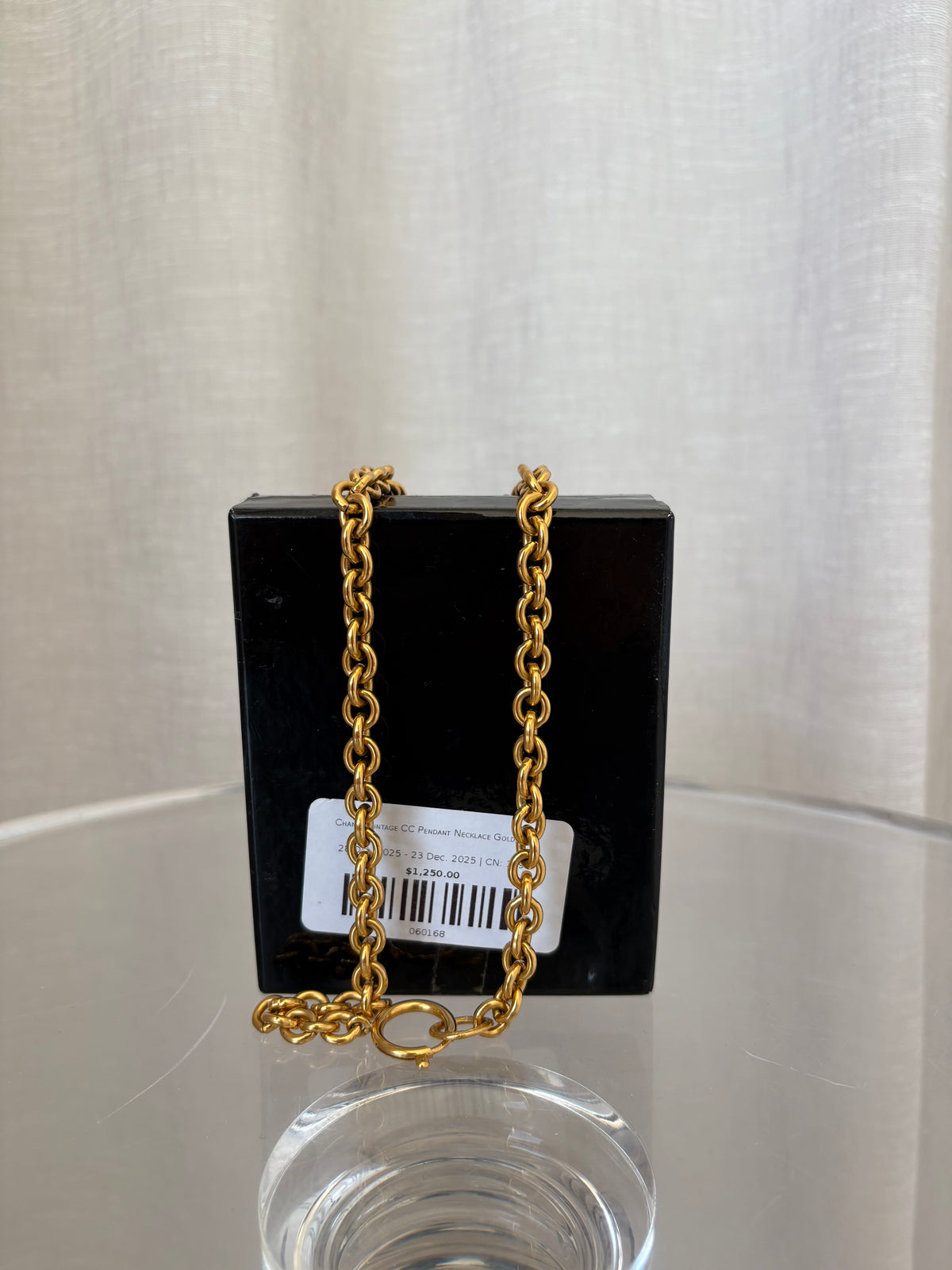 Chanel Vintage CC Pendant Necklace Gold Tone