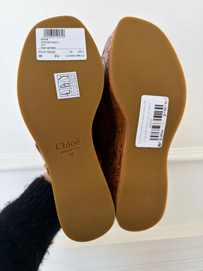 Chloé Maxime Leather Platform Sandals Brown, 38