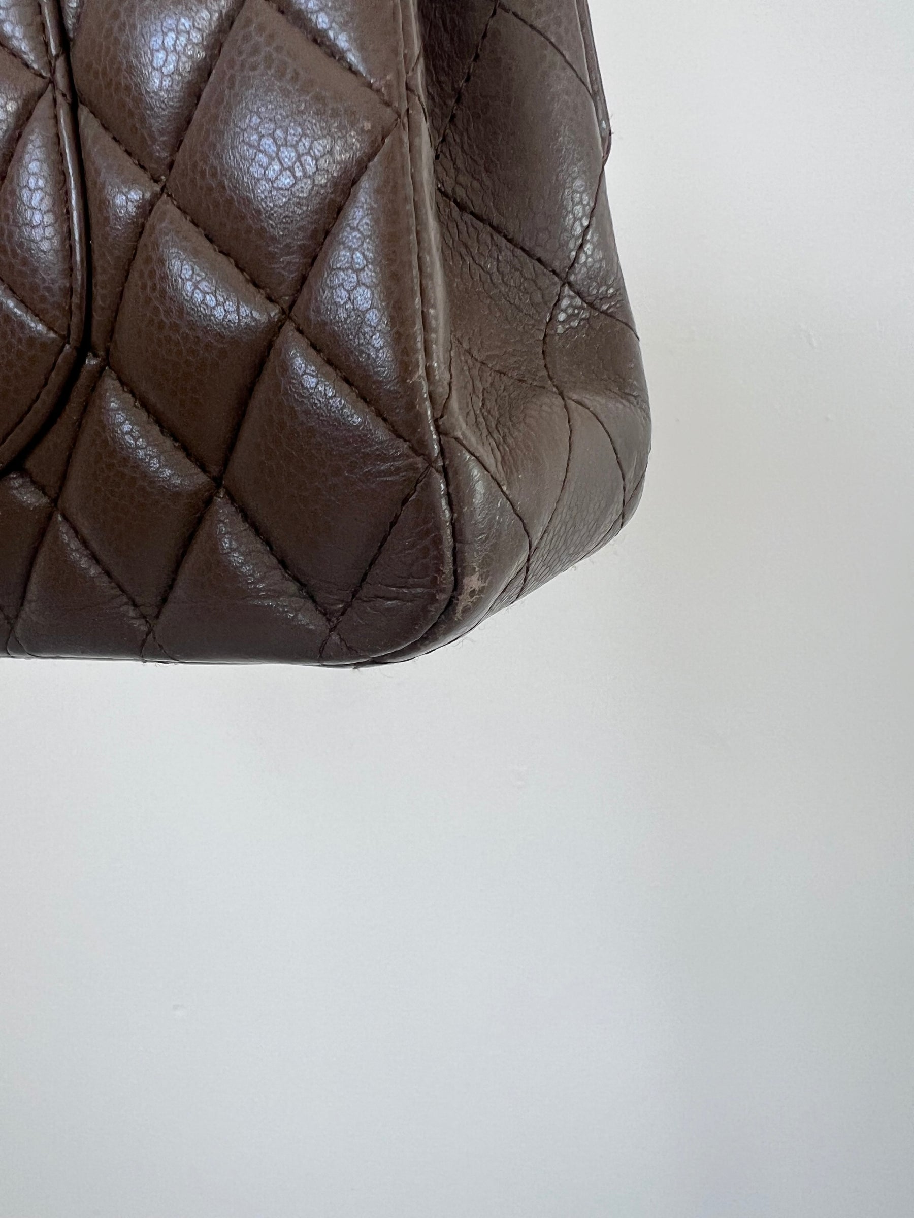Chanel Taupe Caviar Leather Medium Classic Flap