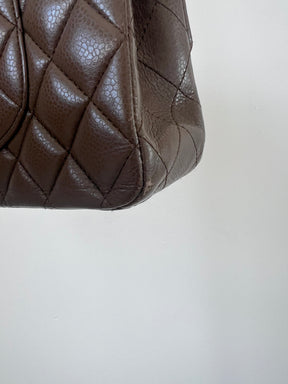 Chanel Taupe Caviar Leather Medium Classic Flap