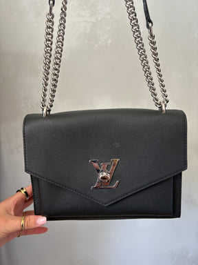 Louis Vuitton Black Leather Lock Me Shoulder Bag