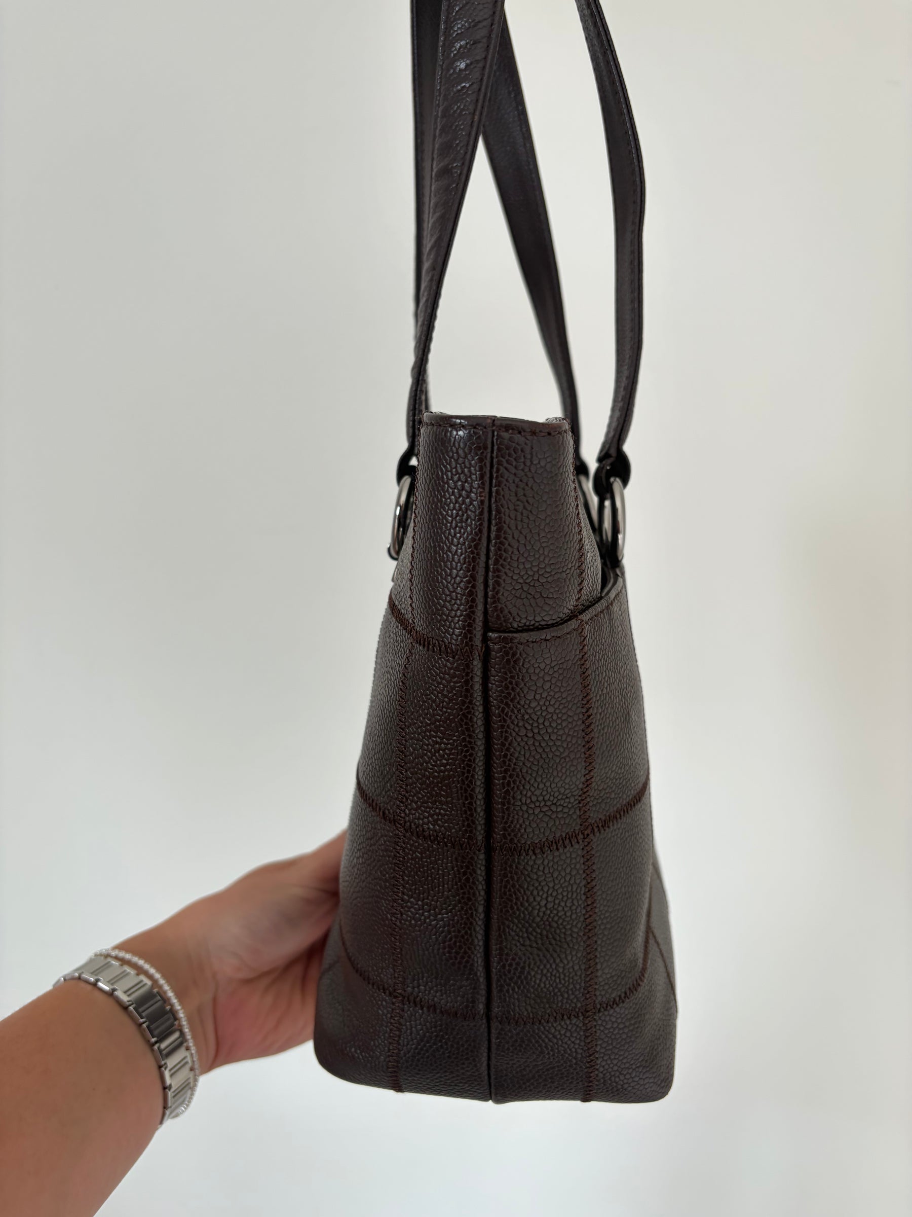 Chanel Chocolate Bar Leather Tote Bag