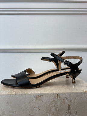 GABRIELA HEARST Black Leather Strappy Kitten Heels, 40
