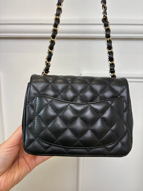 Chanel Mini Square Flap Bag Lambskin Black LGHW