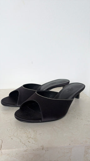 Hermès Black Satin Marilyn Heeled Sandal, 37