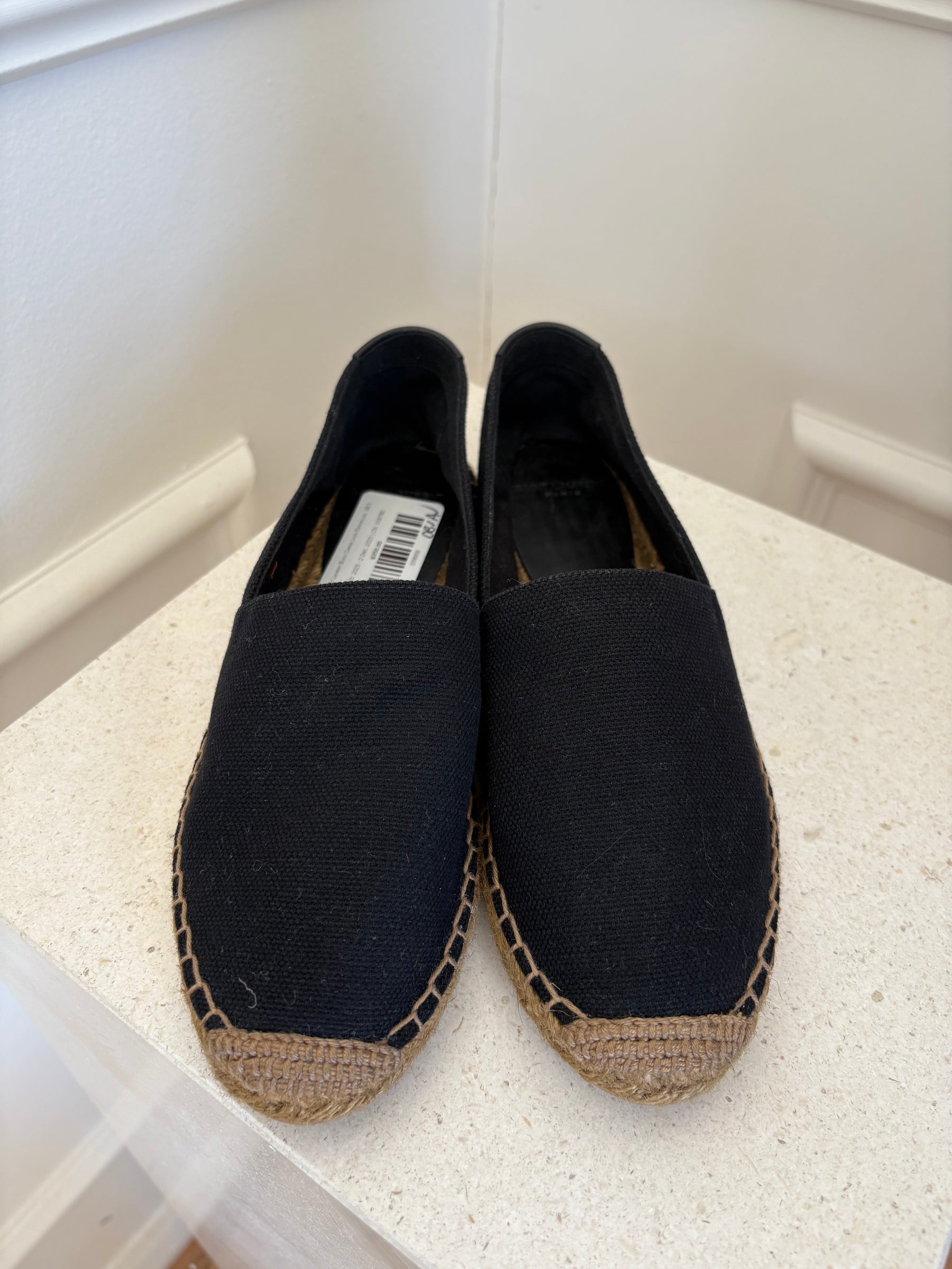 Saint Laurent Black Canvas Logo Espadrilles, 38.5