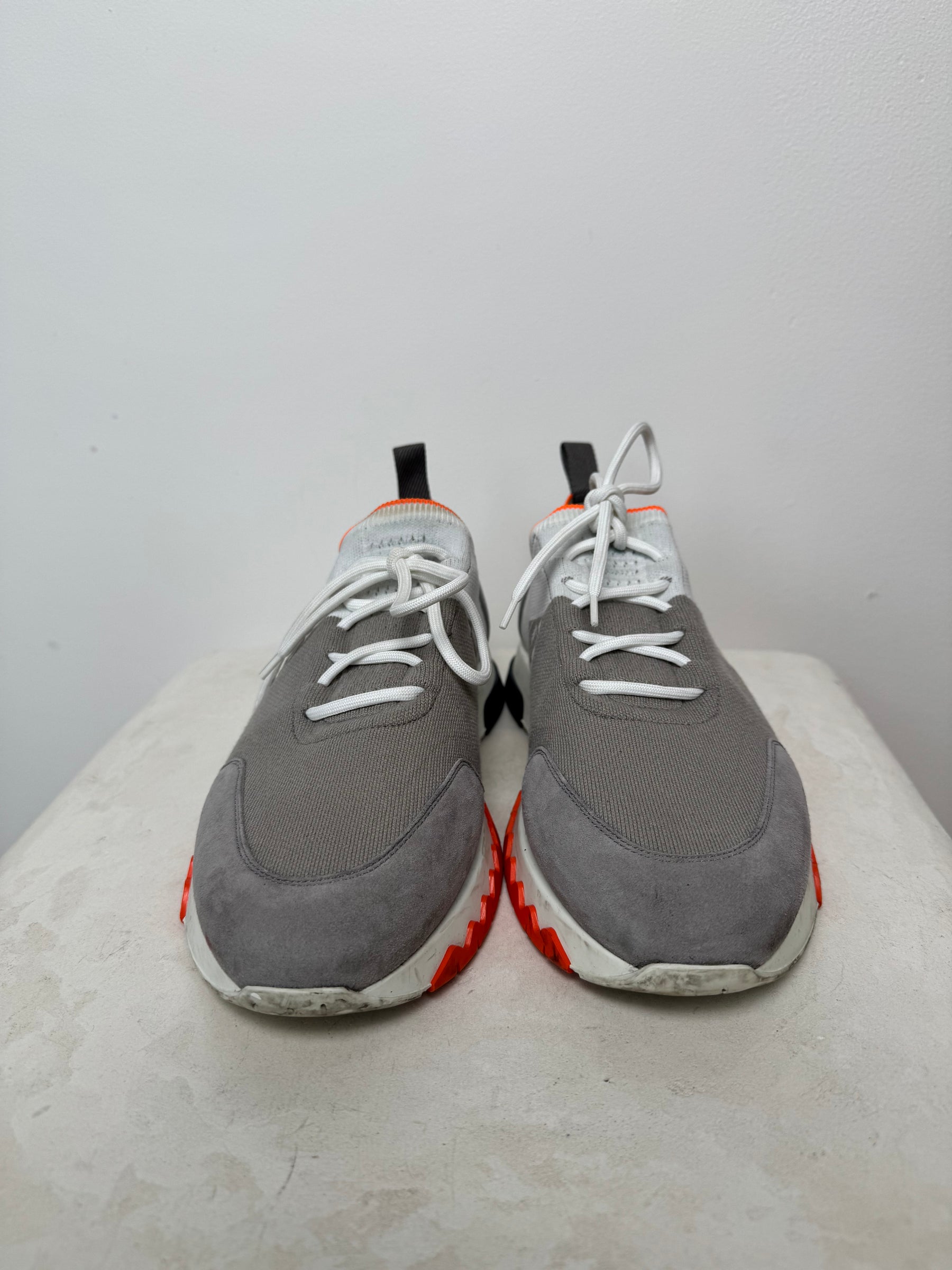 Hermès Grey and White Knit Sneakers, 40