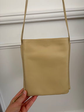 Hereu Beige Woven Leather Crossbody Pouch Bag