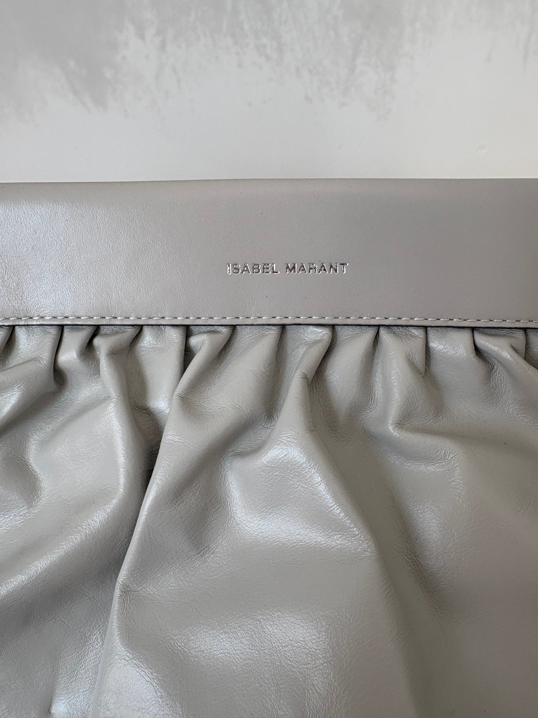 Isabel Marant Luz Light Grey Oversized Clutch