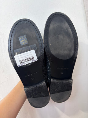 Clergerie Black Loafers With Crystals, 39 EU