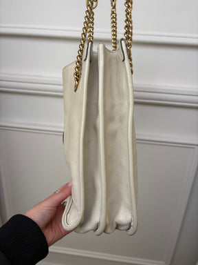 Gucci Cream Leather Horsebit 1995 Medium Chain Tote