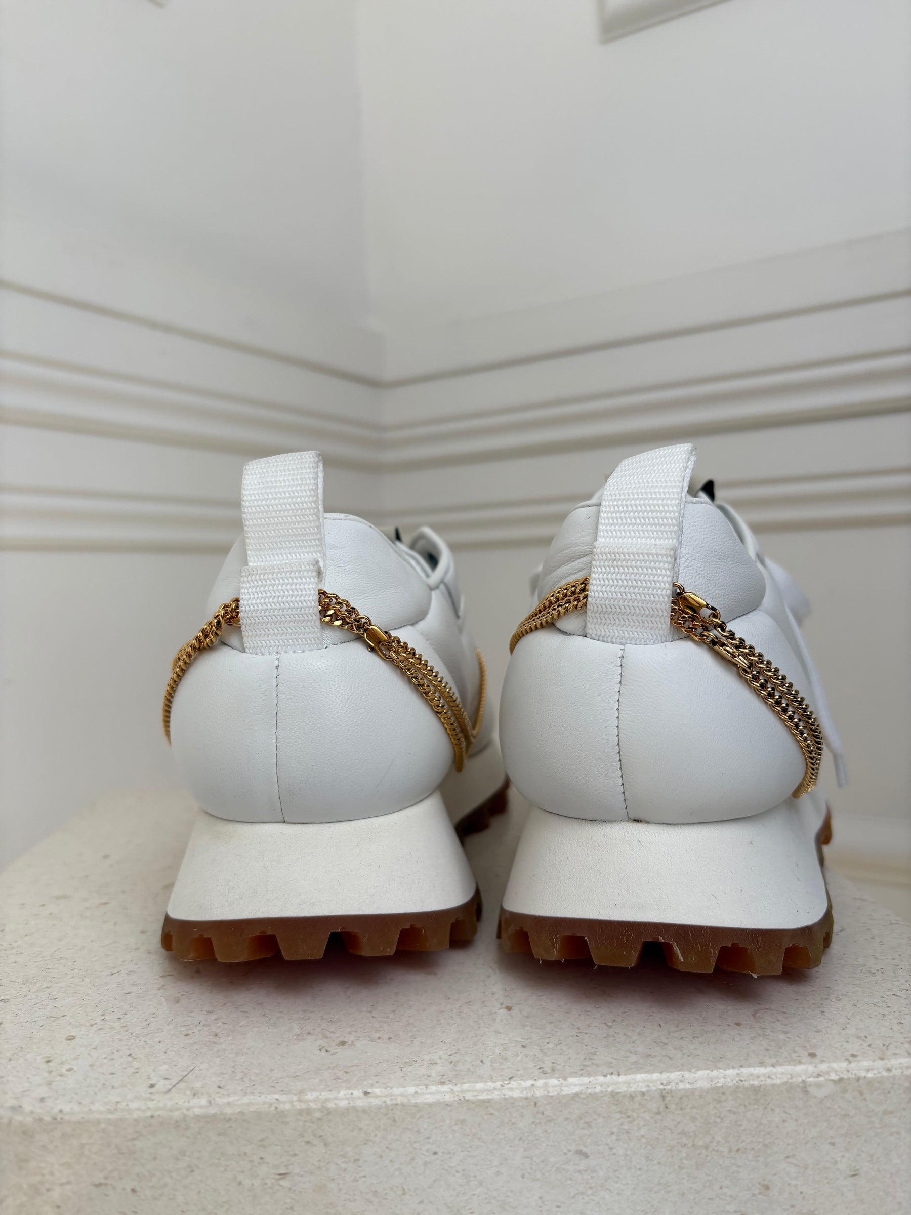 Proenza Schouler White Leather Chain Detail Sneakers, 40