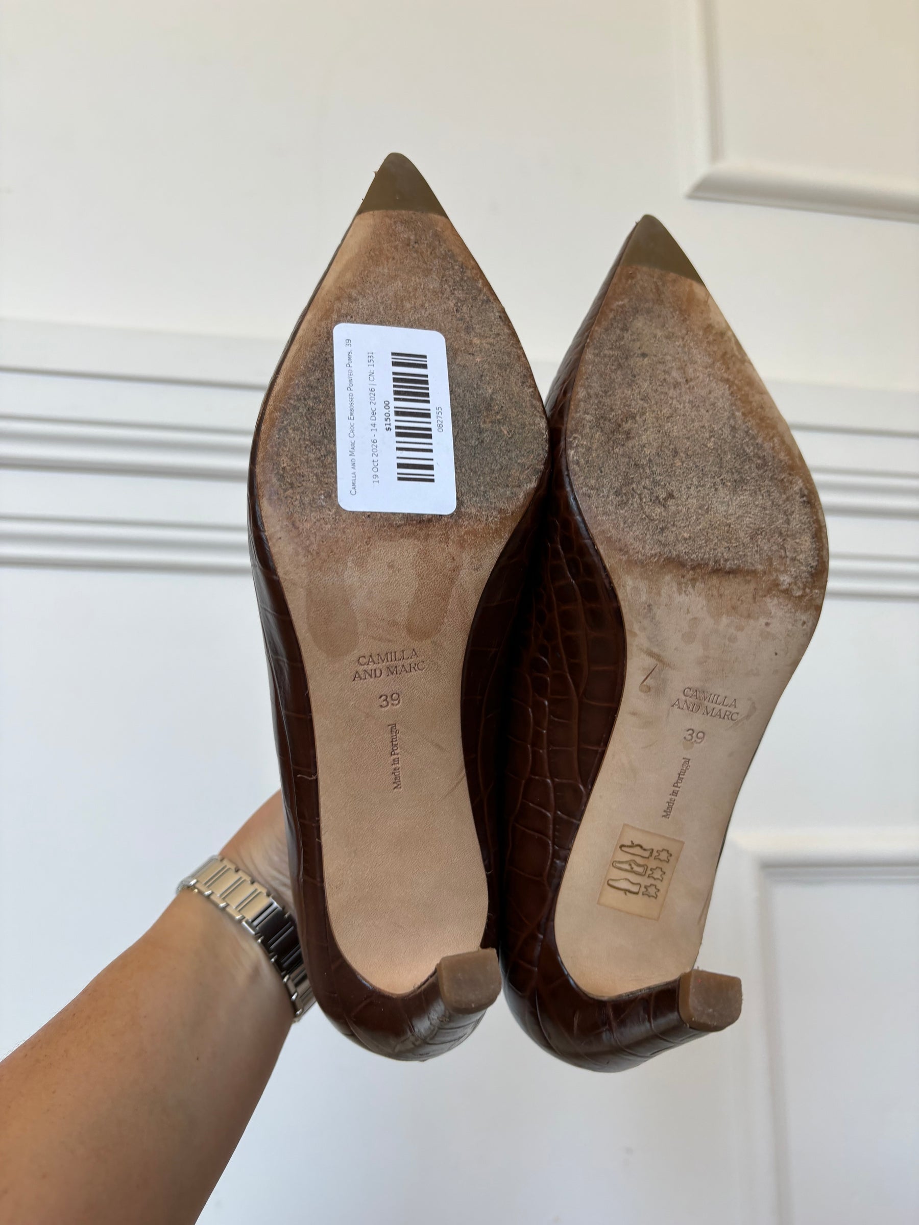 Camilla and Marc Croc Embossed Pointed Pumps, 39