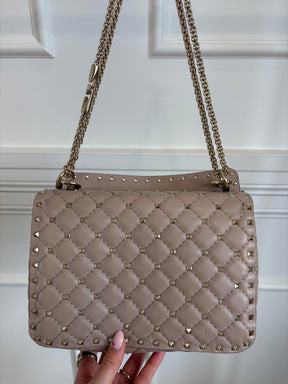 Valentino Rose Poudre Top Handle 'Spike' Rockstud Bag