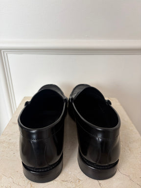Celine Triomphe Black Leather Loafers Silver Hardware, 42
