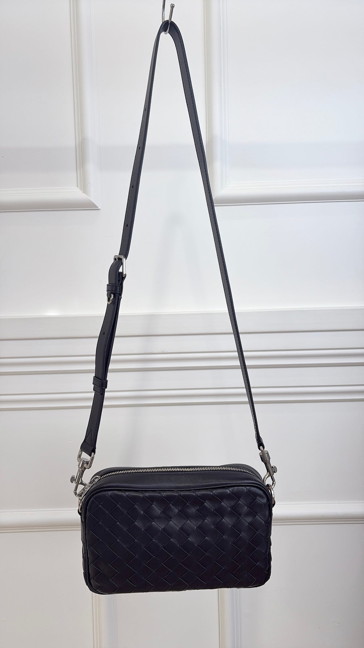 Bottega Veneta Black Intrecciato Leather Camera Bag