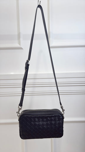 Bottega Veneta Black Intrecciato Leather Camera Bag