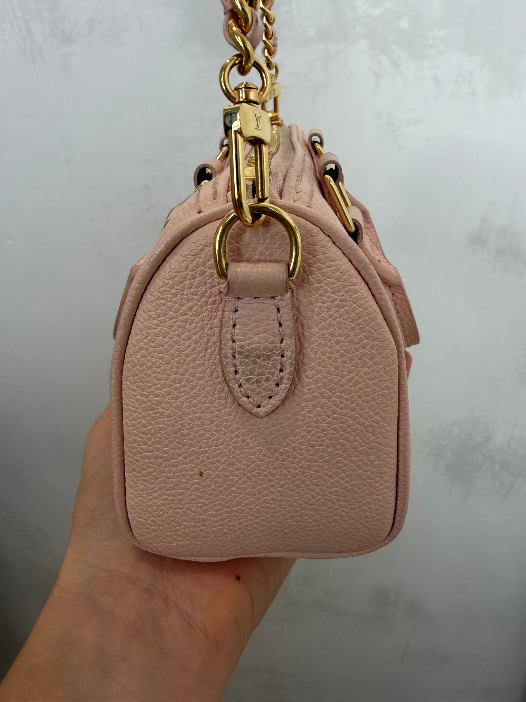 Louis Vuitton Pale Pink Monogram Empreinte Leather Nano Speedy