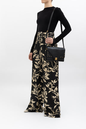 Floral Print Silk Pants With Belt