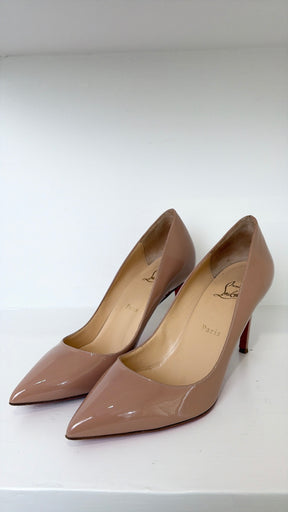 Christian Louboutin Beige Patent 'Pigalle' 85 Pump, 39