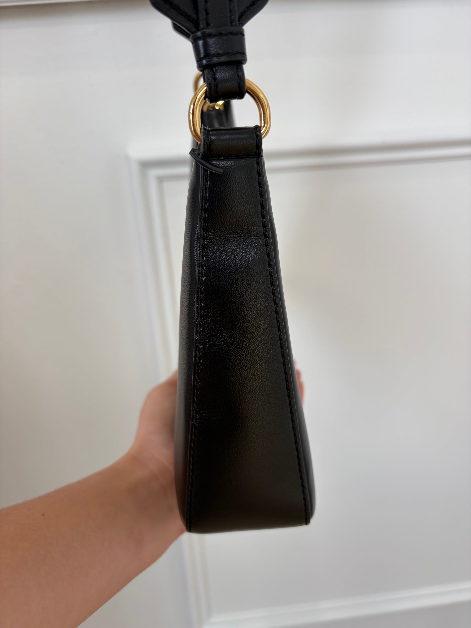 Stella McCartney Black Faux Leather Logo Strap Crossbody bag