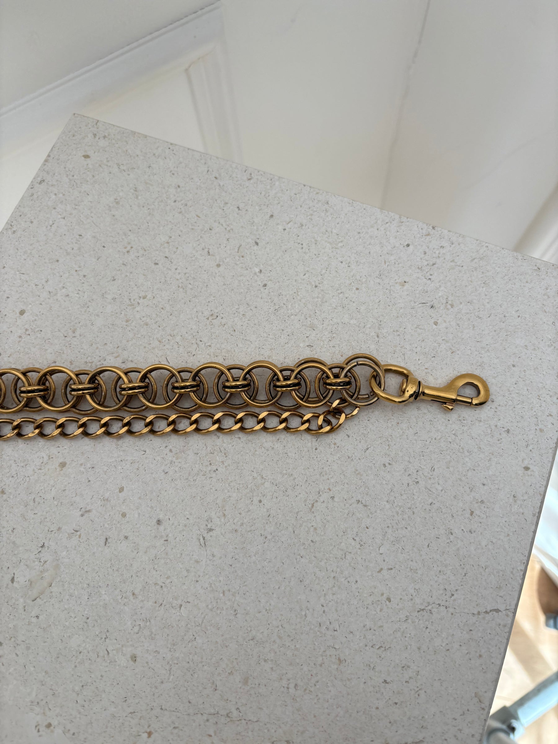 Gucci Gold Tone Logo Chain Belt