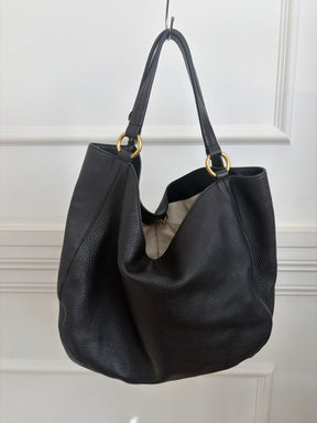 Gucci Black Leather Interlocking G Hobo Bag