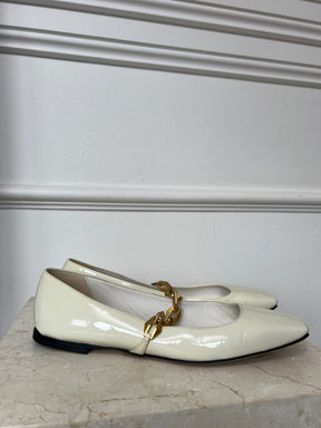 Jimmy Choo Diamond Tilda Soft Patent Flats In Latte, 37.5