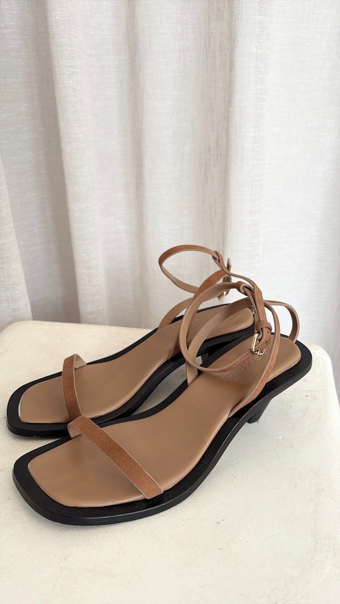 a.emery Tan Suede Strappy Heels, 37