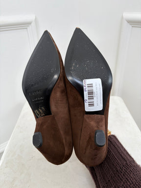 bassike Brown Suede Pointed Pump, 37