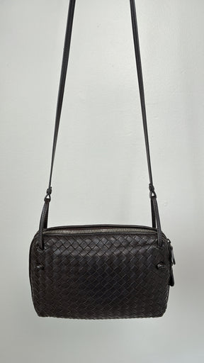Bottega Veneta Dark Brown Intrecciato Leather Nodini Crossbody Bag
