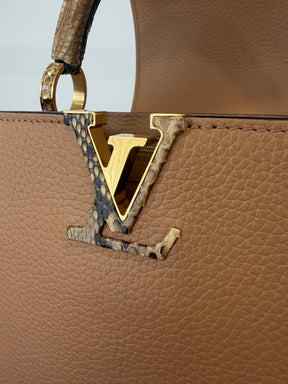 Louis Vuitton Camel Grained Leather Capucines BB with Python Leather Trim