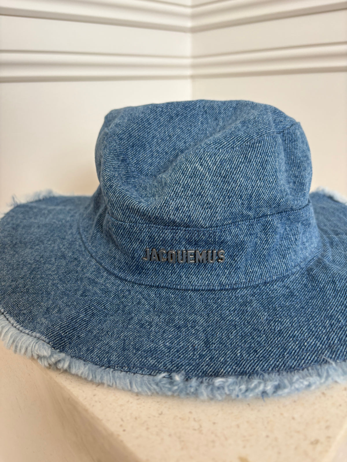 Jacquemus Blue Denim Logo Bucket Hat, 56