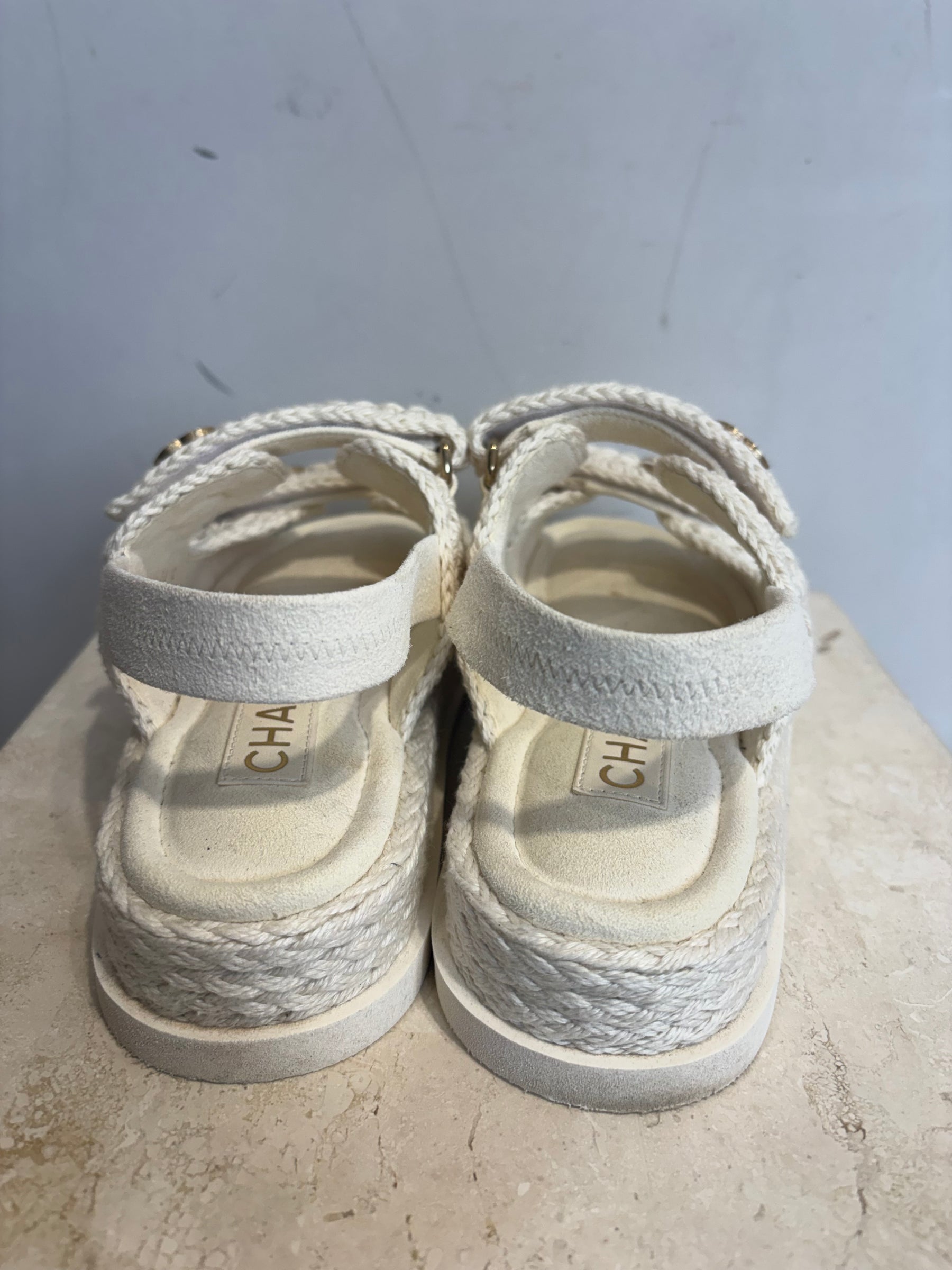 Chanel White crochet Dad Sandals, 38 C