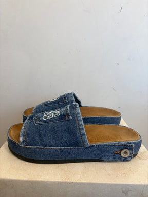 Loewe Destroyed Slide Washed Denim, 38