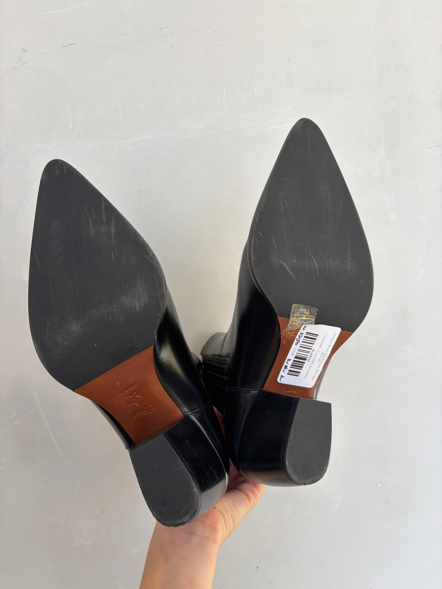 Dior Black Brushed Leather Pointed 'Wild' Ankle Boot, 40