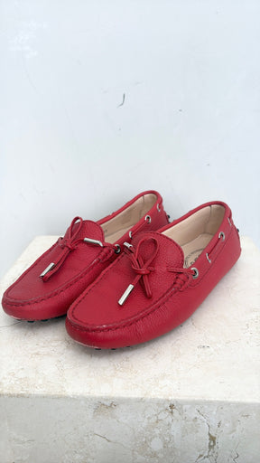 Tod's Red Leather Driving Shoe, 36.5