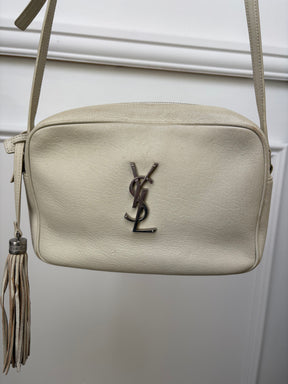 Saint Laurent Cream Leather Lou Camera Tassel Bag
