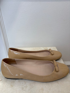 Prada Beige Patent Leather Ballet Flats, 40
