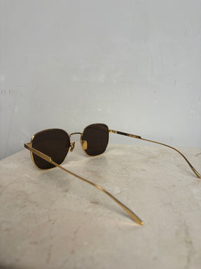 Bottega Veneta Gold Round Aviator Sunglasses