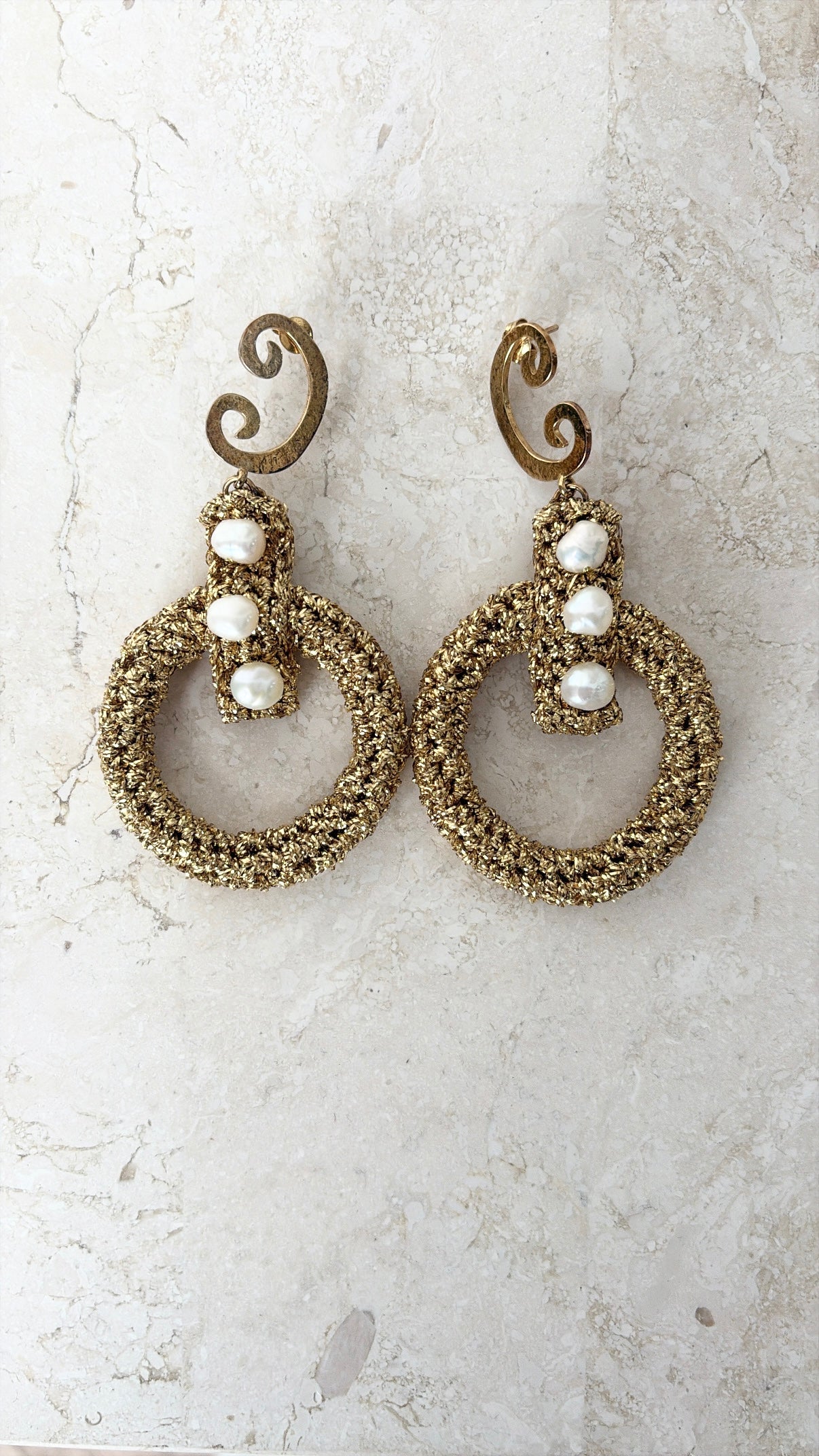 Lucy Folk Crochet Earrings Gold