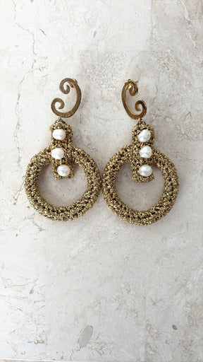 Lucy Folk Crochet Earrings Gold