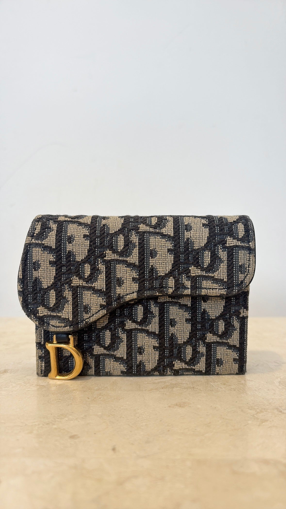 Dior Saddle Bloom Card Holder Blue Jacquard