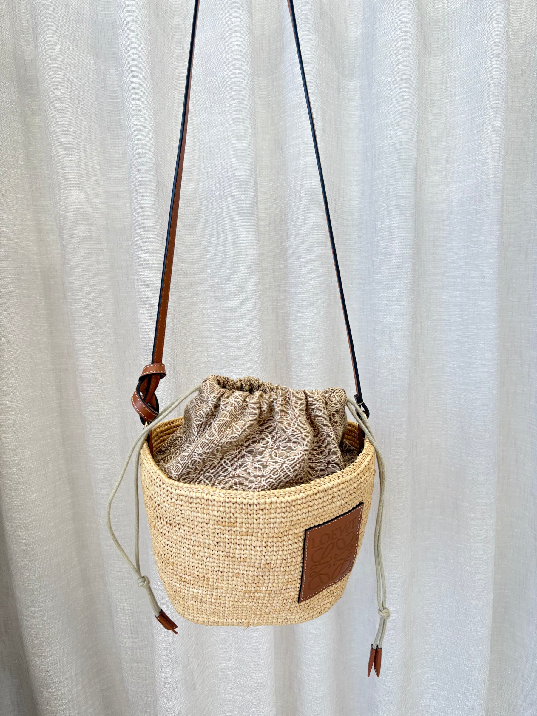 Loewe Pochette DW Anagram Bag In Raffia Jacquard Calf