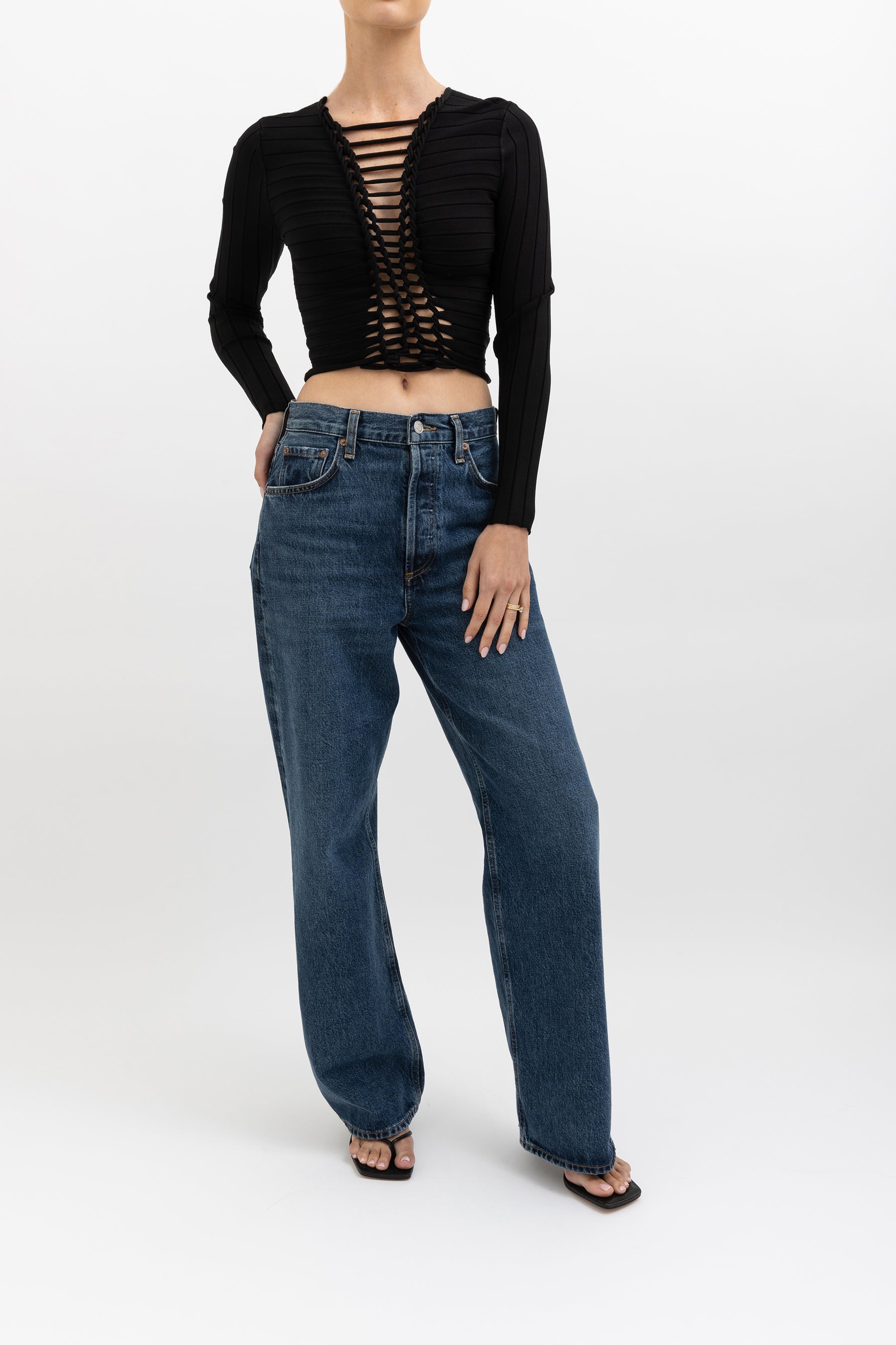 Cropped Crepe Woven Top