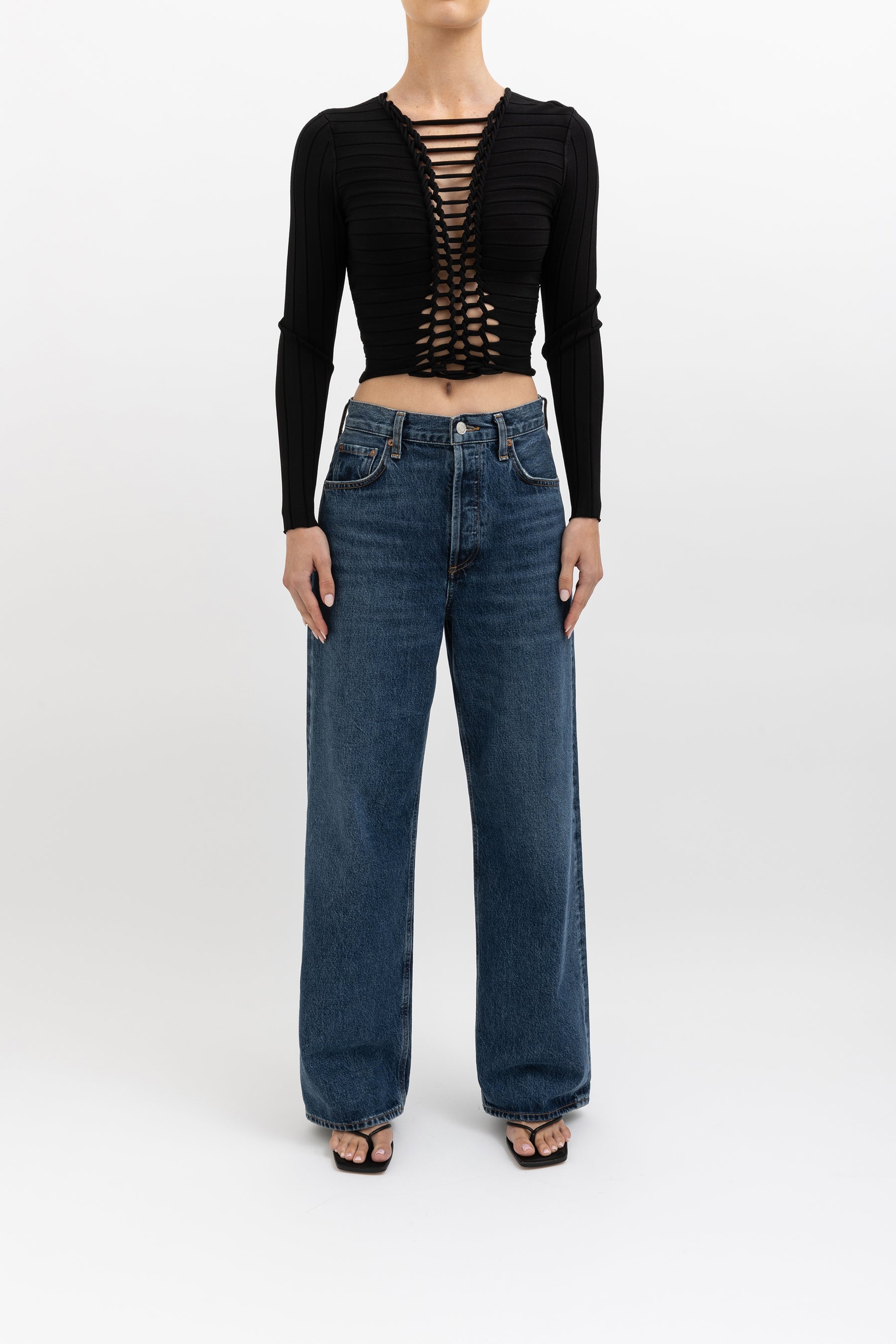 Cropped Crepe Woven Top