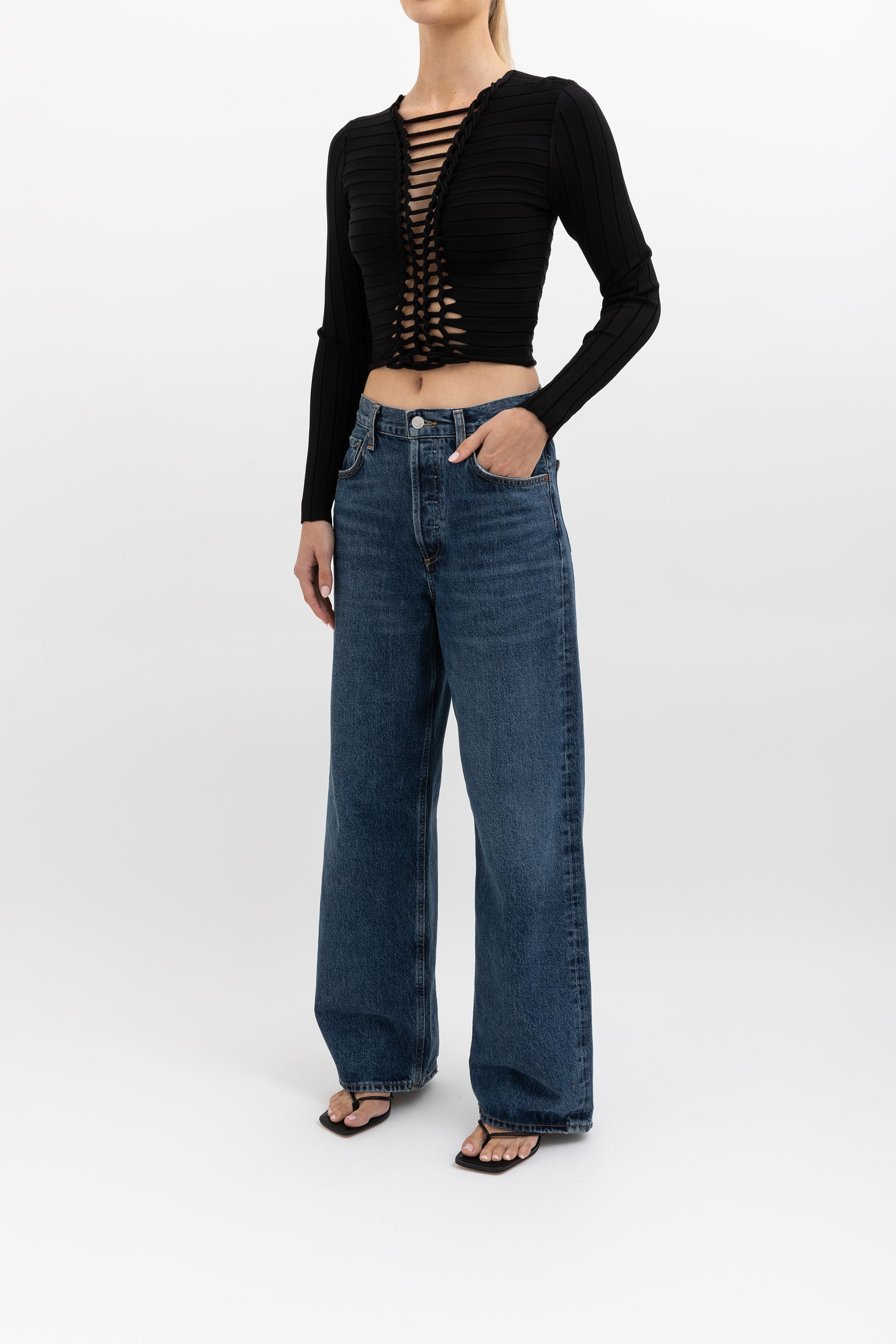 Cropped Crepe Woven Top