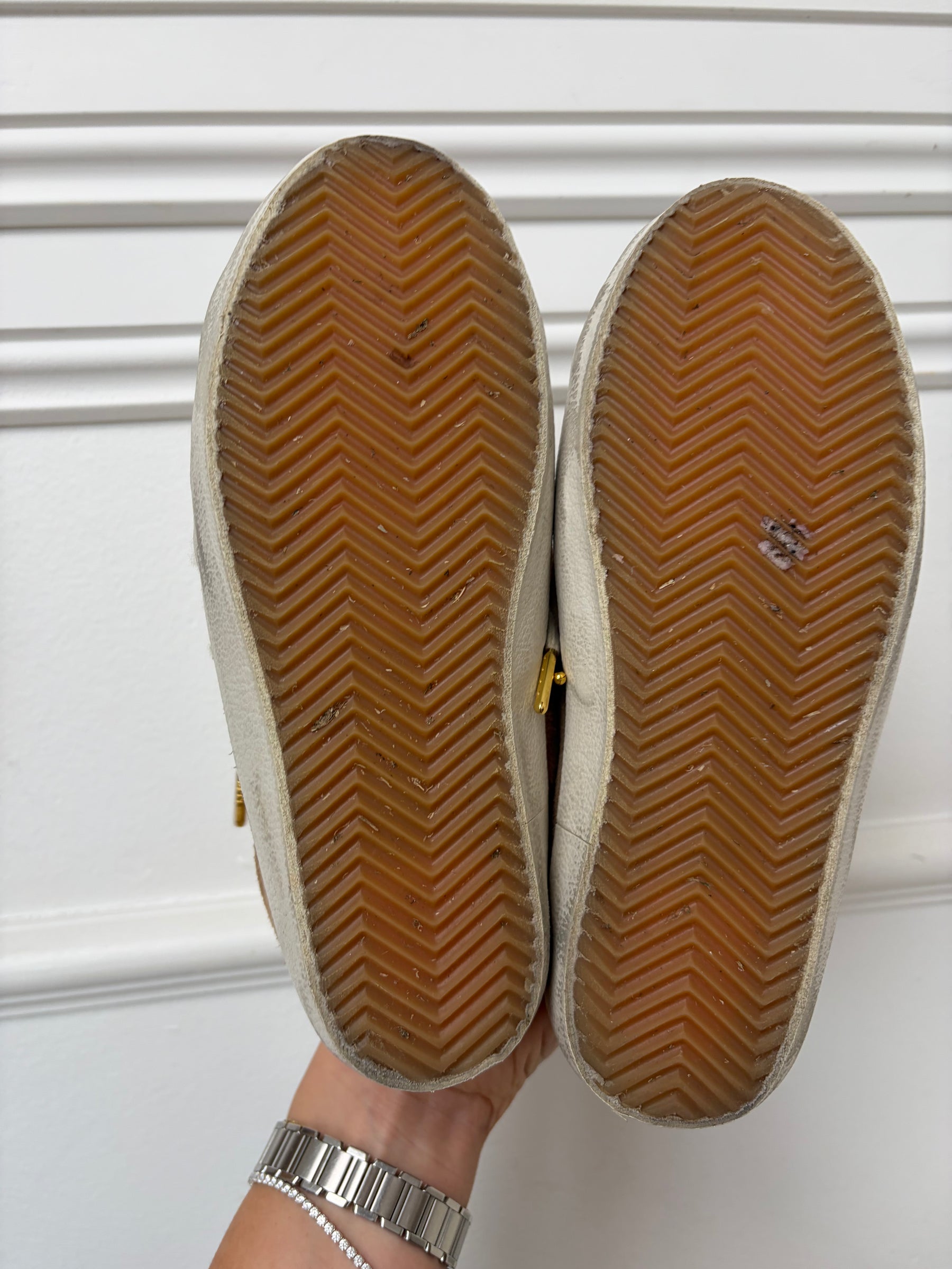 Golden Goose Tan Suede and Shearling Backless Superstar Sneaker, 35