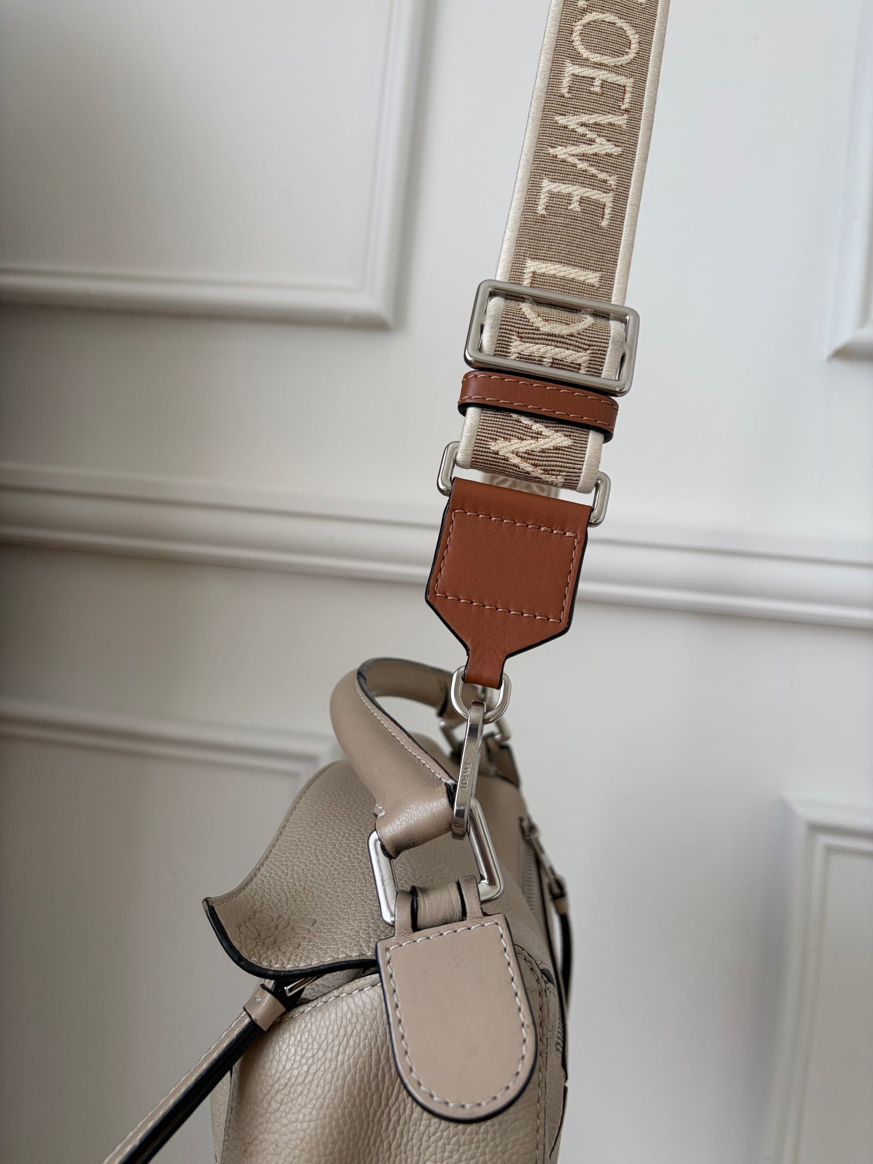 Loewe Small Puzzle Bag In Light Taupe With Anagram Strap